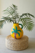 Palm Tree Ceramic Decorative Vase – 10" Tall Handcrafted Accent Set of 2 by Kalalou