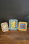 Wood and MDF Photo Frame Set – 3 Pieces – Bright Plaid Patterns