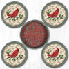 Holiday Cardinal Braided Jute Coasters in Basket – Rustic Christmas Set