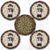 Christmas Snowman Braided Jute Coasters with Basket – Festive Winter Set