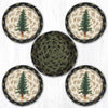 Earth Rugs Rustic Cabin Jute Coaster Set with Basket – Tall Timber Design, 5" x 5"