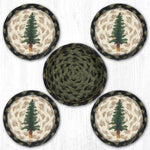 Earth Rugs Tall Timber Jute Coasters in Basket – Rustic Cabin Style, Set of 4, 5" x 5"