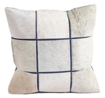 Segmented Cowhide Square Cushion 20"x20" – Blue, Hair-On Leather Decorative Pillow for Indoor Use by Auskin
