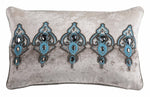 Cotton Velvet Rectangle Cushion 12"x20" with Glass Bead Detailing for Indoor Use by Auskin