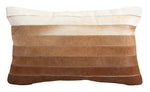 Cowhide Decorative Cushion Brown Ombre Strip Design – Leather Accent by Auskin