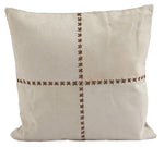 Cowhide Square Pillow Brown Leather Stitch Detail – 20x20" Home Accent by Auskin