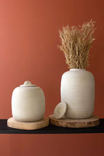 Off-White Storage Canisters – 16" Tall Decorative Set of 2 by Kalalou