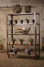 Large Iron and Wood Display Shelf with Five Shelves 72"Tall by Kalalou