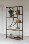 Wood and metal demilune shelving unit by Kalalou