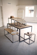 Retail Display Table and Riser Set – Recycled Wood and Metal Fixtures – 30" Tall by Kalalou