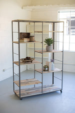 Adjustable Recycled Wood and Metal Shelf Unit – 72" Tall Industrial Storage by Kalalou