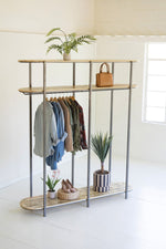 Iron and Recycled Wood Clothing Display Rack – 80.5" Tall by Kalalou