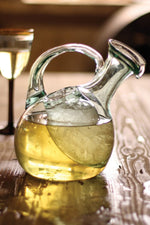 Recycled Glass Tilted Wine Decanter 10"H, Clear Hand-Blown Transparent, Set of 2 By Kalalou