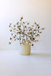 White vase with decorative branches on a white background