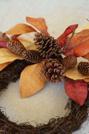 Rustic Faux Magnolia Leaf Wreath for Fall Home Décor