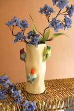 Ceramic Log Vase with Colorful Birds 12.5" H Decorative Accent by Kalalou