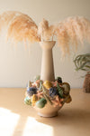 Ceramic Coastal Bottle Vase with Long Neck – 15.5" Tall Decorative Accent