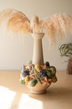 Ceramic Coastal Bottle Vase with Long Neck – 15.5" Tall Beach-Inspired Decor by Kalalou
