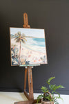 Kalalou Framed Painting – Beach Scene Wall Art with Palm Trees