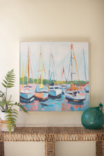Framed Coastal Painting – Sailboat Scene on Canvas Wall Art by Kalalou