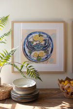 Framed Crab Dinner Painting – Coastal Wall Art with Nautical Theme by Kalalou