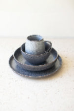 Blue Stonewash Ceramic Dinnerware – Plates and Bowls Set by Kalalou