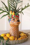 Tropical Cheetah Ceramic Vase – Bold Decorative Accent