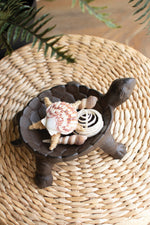 Cast Iron Turtle Dish 8.5"H – Brown Matte Decorative Trinket Holder (Set of 2) By Kalalou