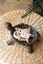 Cast Iron Turtle Dish 8.5"H – Brown Matte Decorative Trinket Holder By Kalalou
