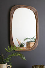 Wall Mirror 31.5”H Carved Wooden White-Washed Frame Transitional Design by Kalalou