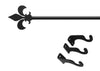 Fleur de Lis Extendable Curtain Rod Large 61–112" – Black Iron with Hardware