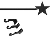 Large Farmhouse Curtain Rod with Star Accent and Brackets