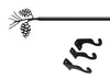 Large Pinecone Curtain Rod 61 to 112 Inch Black Iron