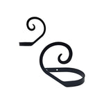 Scroll Curtain Tie Backs (Pair) – 4" Width, Matte Black Powder-Coated Wrought Iron Curtain Holdbacks by Village Wrought Iron Inc.