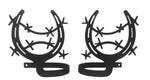 Horseshoe Curtain Tie Backs (Pair) – 5" H, Matte Black Powder-Coated Wrought Iron Curtain Holdbacks by Village Wrought Iron Inc.