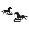 Running Horse Curtain Holdbacks – Matte Black Wrought Iron Pair