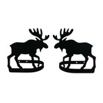 Moose Curtain Tie Backs (Pair) – 5" H, Matte Black Powder-Coated Wrought Iron Curtain Holdbacks by Village Wrought Iron Inc.