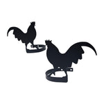 Rooster Curtain Tie Backs (Pair) – 5" Width, Matte Black Powder-Coated Wrought Iron Curtain Holdbacks by Village Wrought Iron Inc.