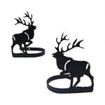 Elk Curtain Tie Backs (Pair) – 5"H, Matte Black Powder-Coated Wrought Iron Curtain Holdbacks by Village Wrought Iron Inc.