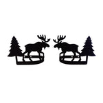 Moose & Pine Curtain Tie Backs (Pair) – 6" Width, Matte Black Powder-Coated Wrought Iron Curtain Holdbacks by Village Wrought Iron Inc.