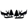 Running Deer & Pine Curtain Holdbacks – Matte Black Wrought Iron Pair