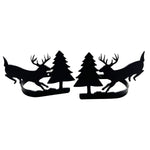 Running Deer & Pine Curtain Tie Backs (Pair) – 5" Width, Matte Black Powder-Coated Wrought Iron Curtain Holdbacks by Village Wrought Iron Inc.