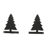 Pine Tree Curtain Tie Backs (Pair) – 5" H, Matte Black Powder-Coated Wrought Iron Curtain Holdbacks by Village Wrought Iron Inc.