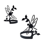 Dragonfly Curtain Tie Backs (Pair) – 4 3/4" H Black Wrought Iron Nature-Inspired Curtain Holdbacks by Village Wrought Iron Inc.