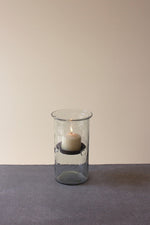 Medium Hammered Glass Candle Vase with Rustic Accent by Kalalou