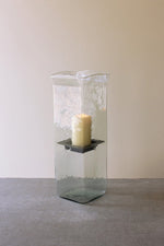 Square Glass and Metal Candle Hurricane – Large 19" Tall by Kalalou