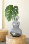 Large Blue Glass Bubble Vase – 24" Tall Decorative Accent