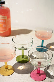 Multicolor Stem Coupe Glasses – Clear Bowl