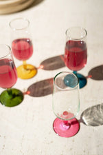 Handblown Aperitif Glass Set with Multicolor Stems