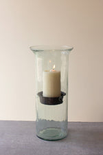 Original Glass Candle Cylinder with Rustic Insert – Large by Kalalou